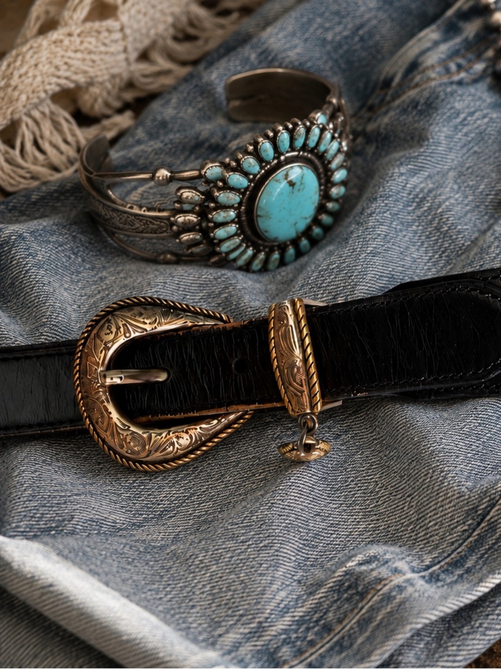 Resistol Genuine Full Grain Leather Western Heart Concho Belt Black